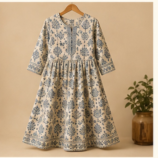 Block Print Midi Dress